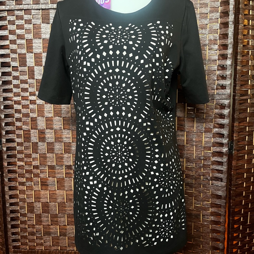 Gerry Weber Black Short Sleeve Laser-Cut Top